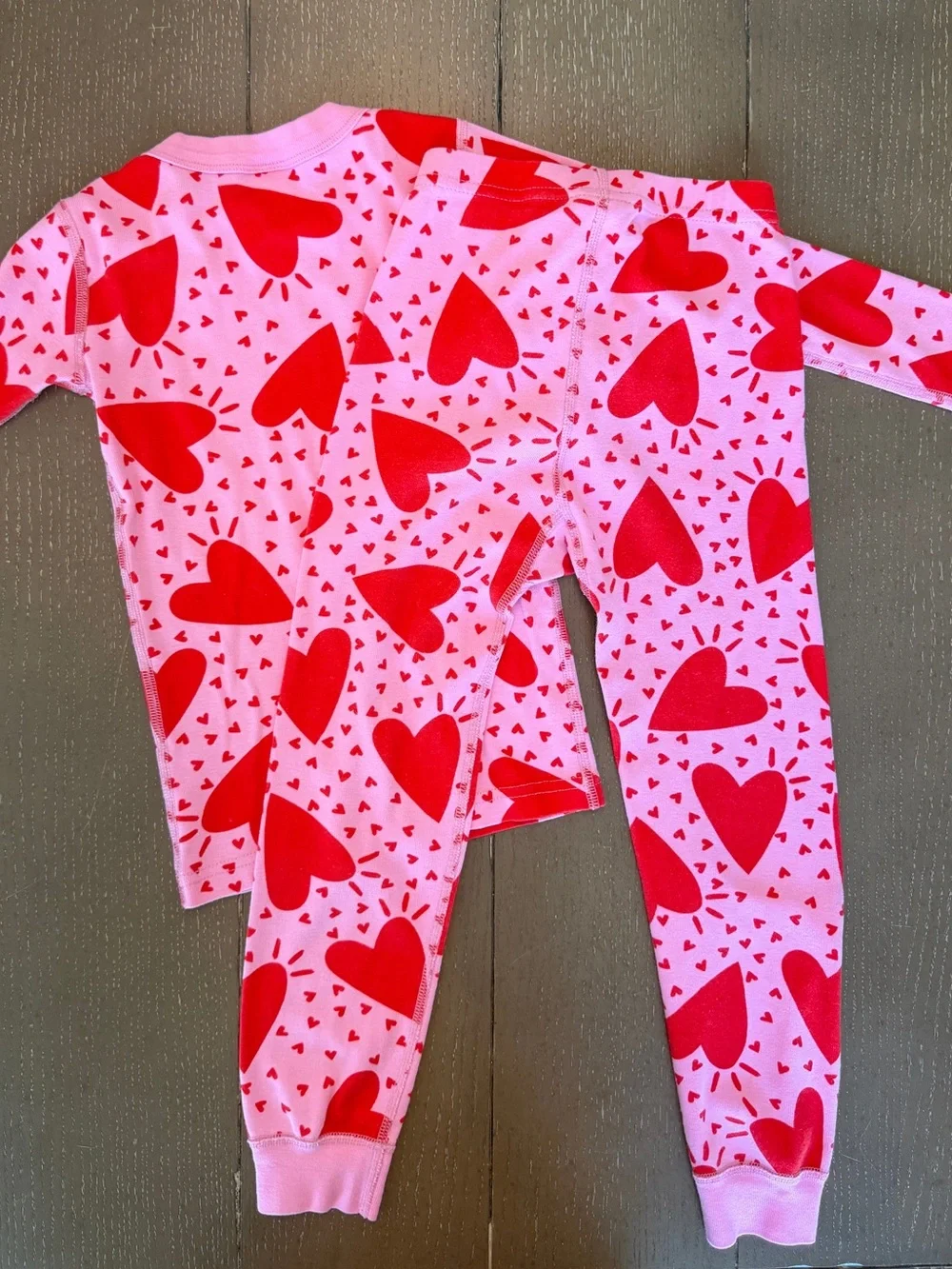 Hanna Andersson Girls 2-Piece Pink Heart Valentine’s Day Pajama Set • Size 5